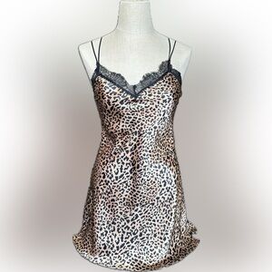In Bloom Babydoll Chemise in Leopard with Black Lace Trim